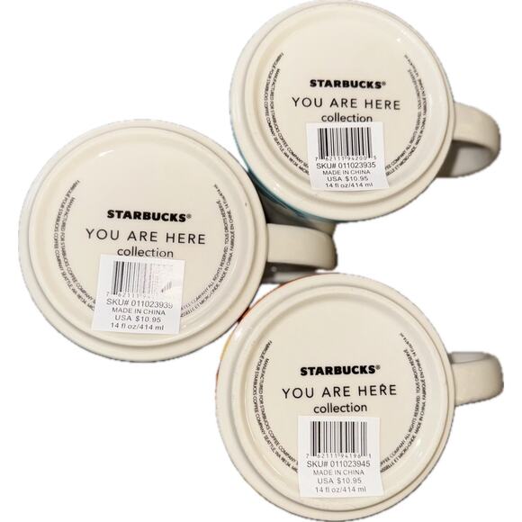 NEW Lot Of 3 Starbucks Mugs California Los Angeles Orange County 14oz Collectors - Picture 2 of 2